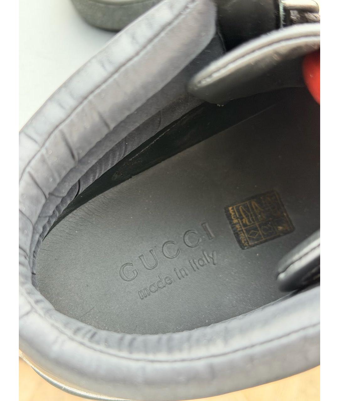 GUCCI Черные кожаные высокие кроссовки / кеды, фото 5