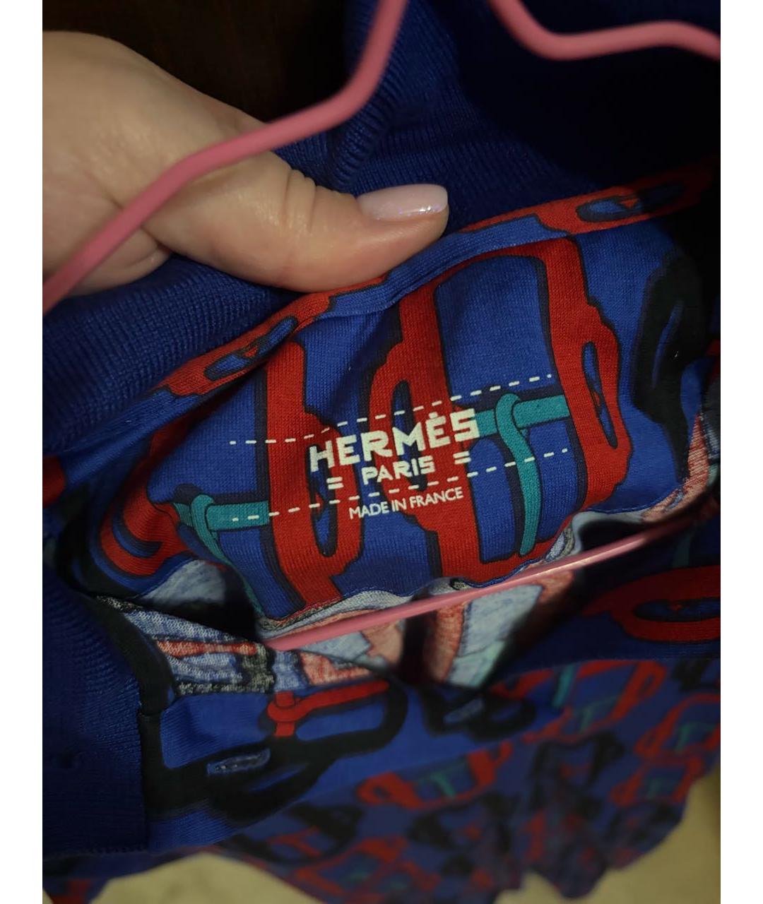 HERMES Синее хлопко-эластановое повседневное платье, фото 3