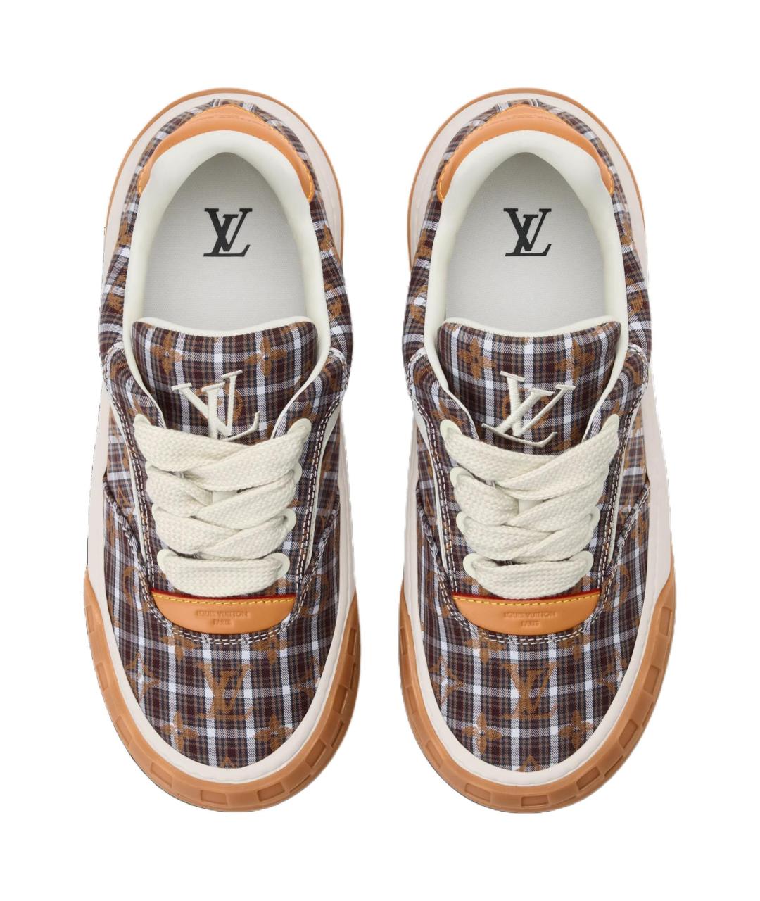 LOUIS VUITTON Коричневые кожаные низкие кроссовки / кеды, фото 4