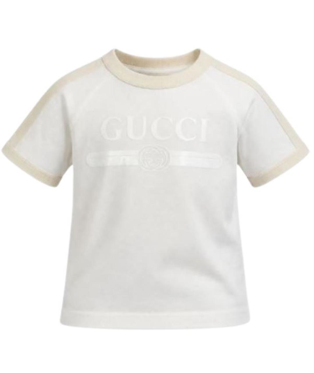 GUCCI Белая хлопковая детская футболка, фото 1