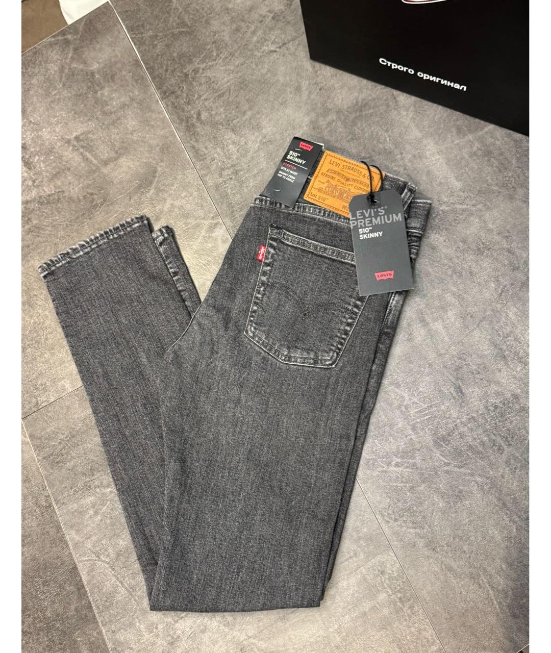 LEVI'S Черные хлопковые прямые джинсы, фото 2