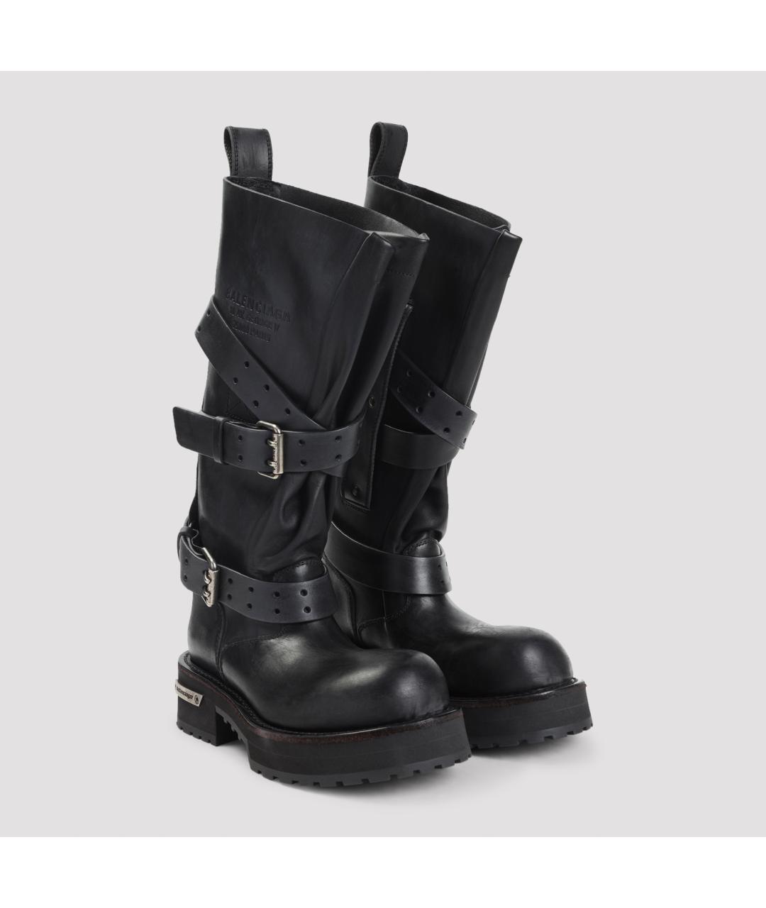 BALENCIAGA Черные кожаные ботинки, фото 4
