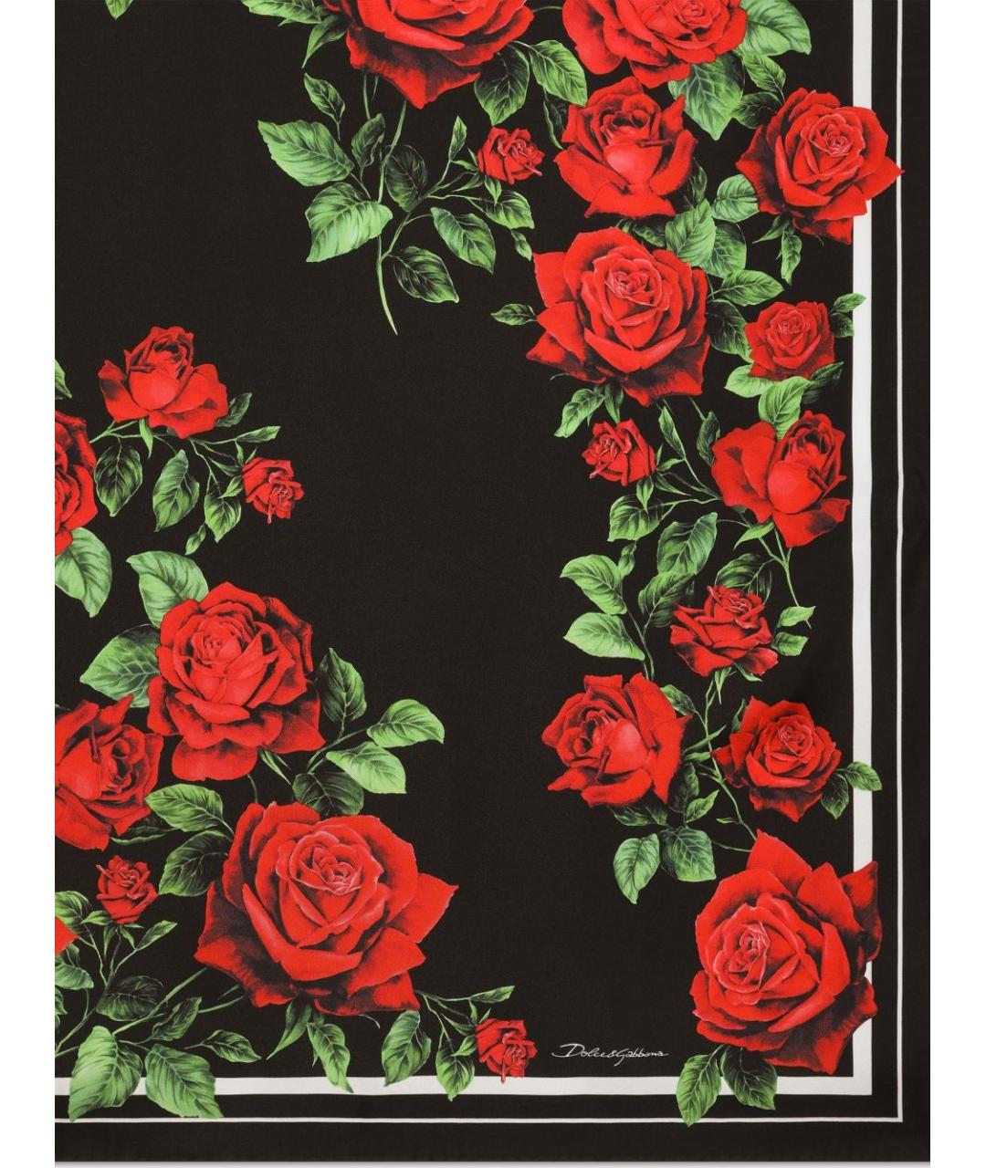DOLCE&GABBANA Черный шелковый шарф, фото 4