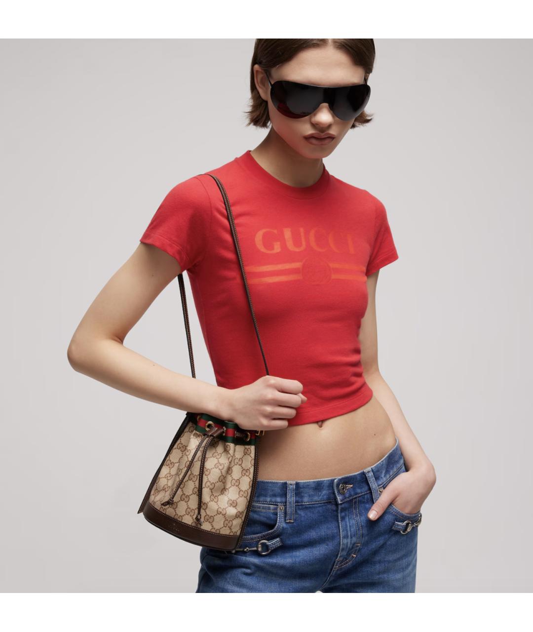 GUCCI Бежевая сумка через плечо из канвы, фото 3