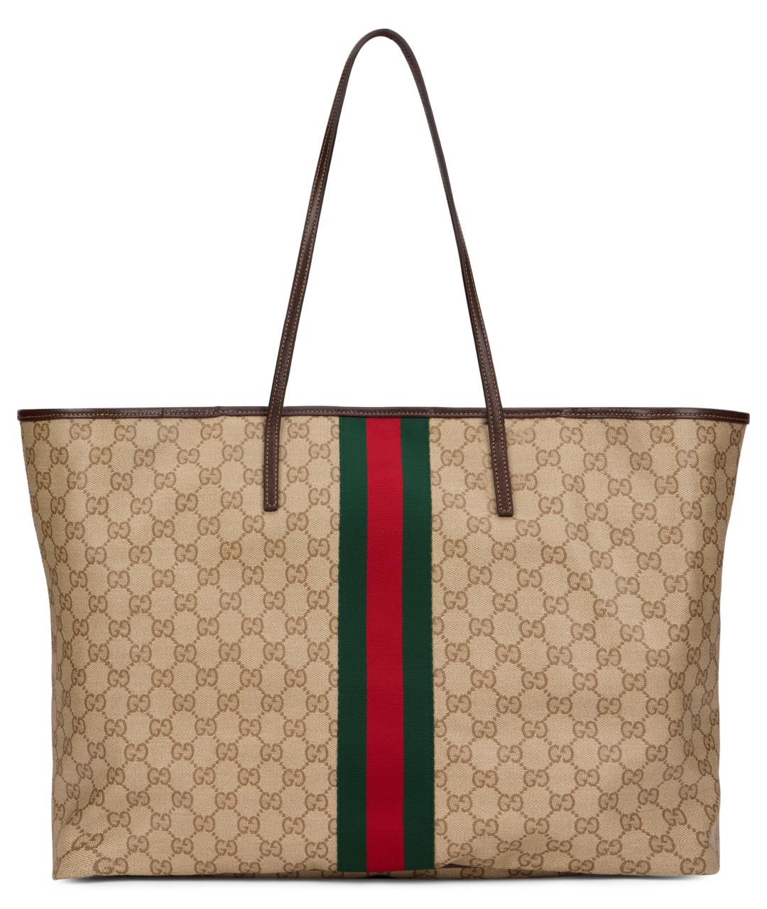 GUCCI Бежевая сумка тоут из канвы, фото 4