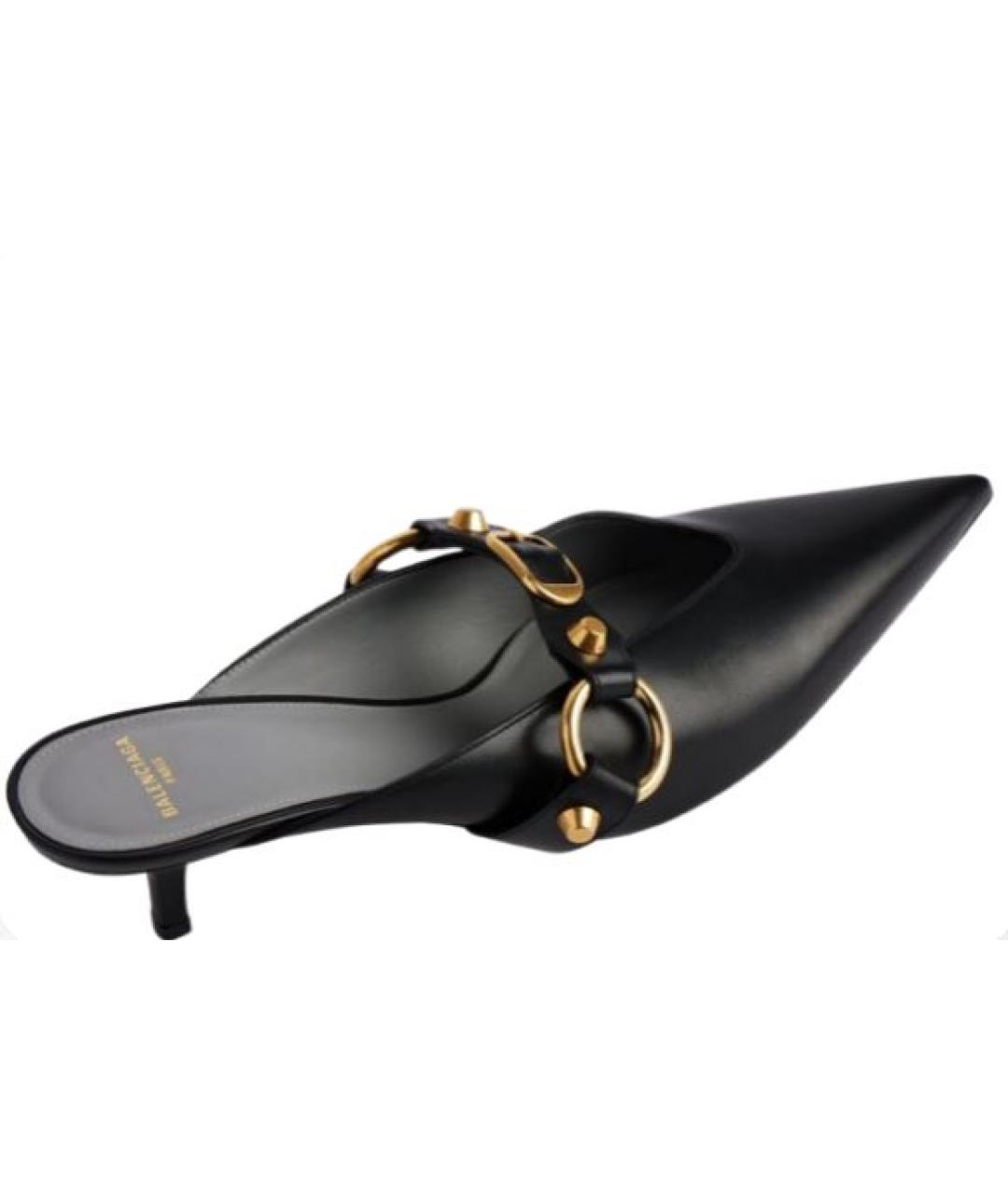 BALENCIAGA Черные кожаные мюли, фото 2
