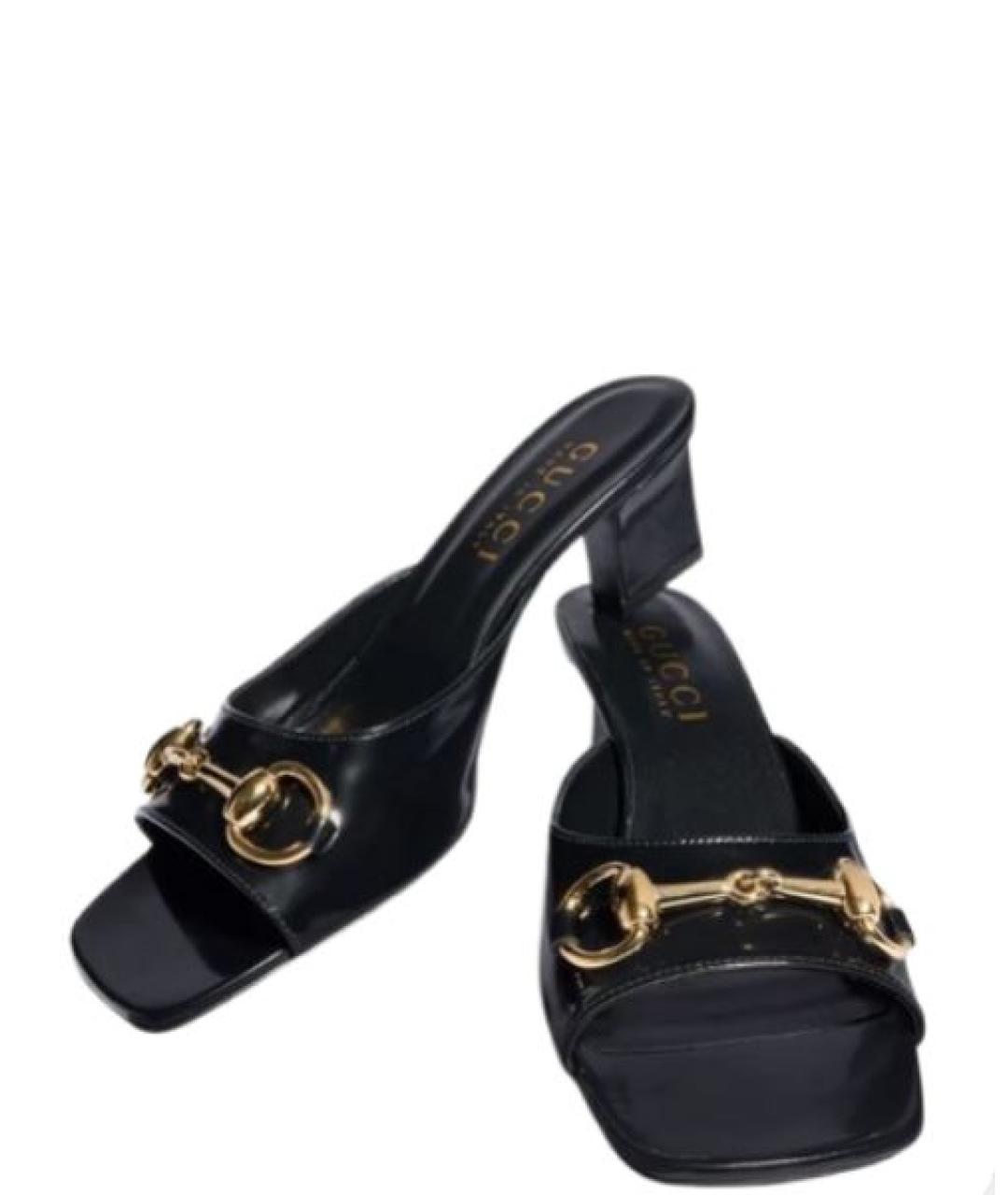 GUCCI Черные кожаные мюли, фото 2