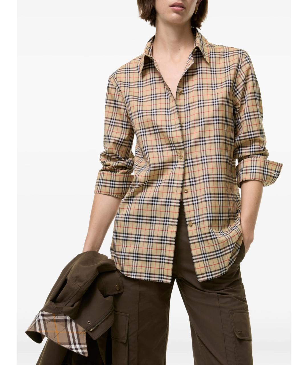 BURBERRY Бежевая хлопковая рубашка, фото 2