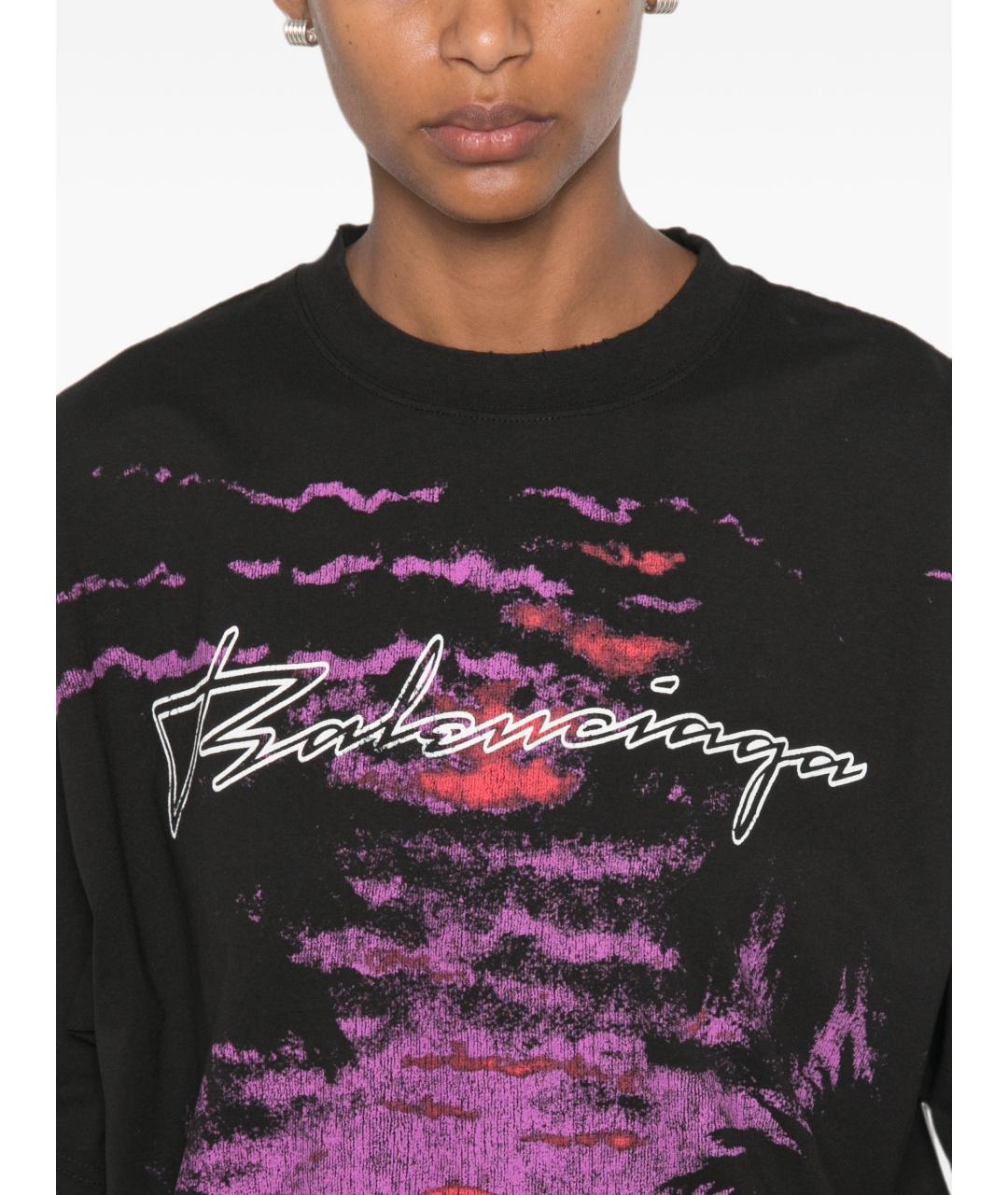 BALENCIAGA Черная хлопковая футболка, фото 3