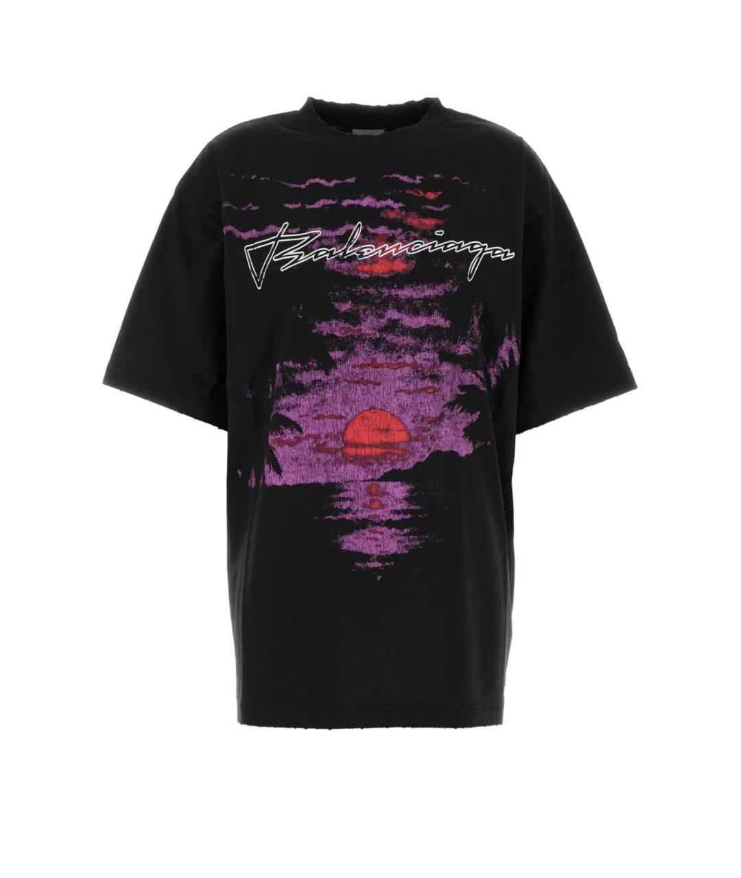 BALENCIAGA Черная хлопковая футболка, фото 1