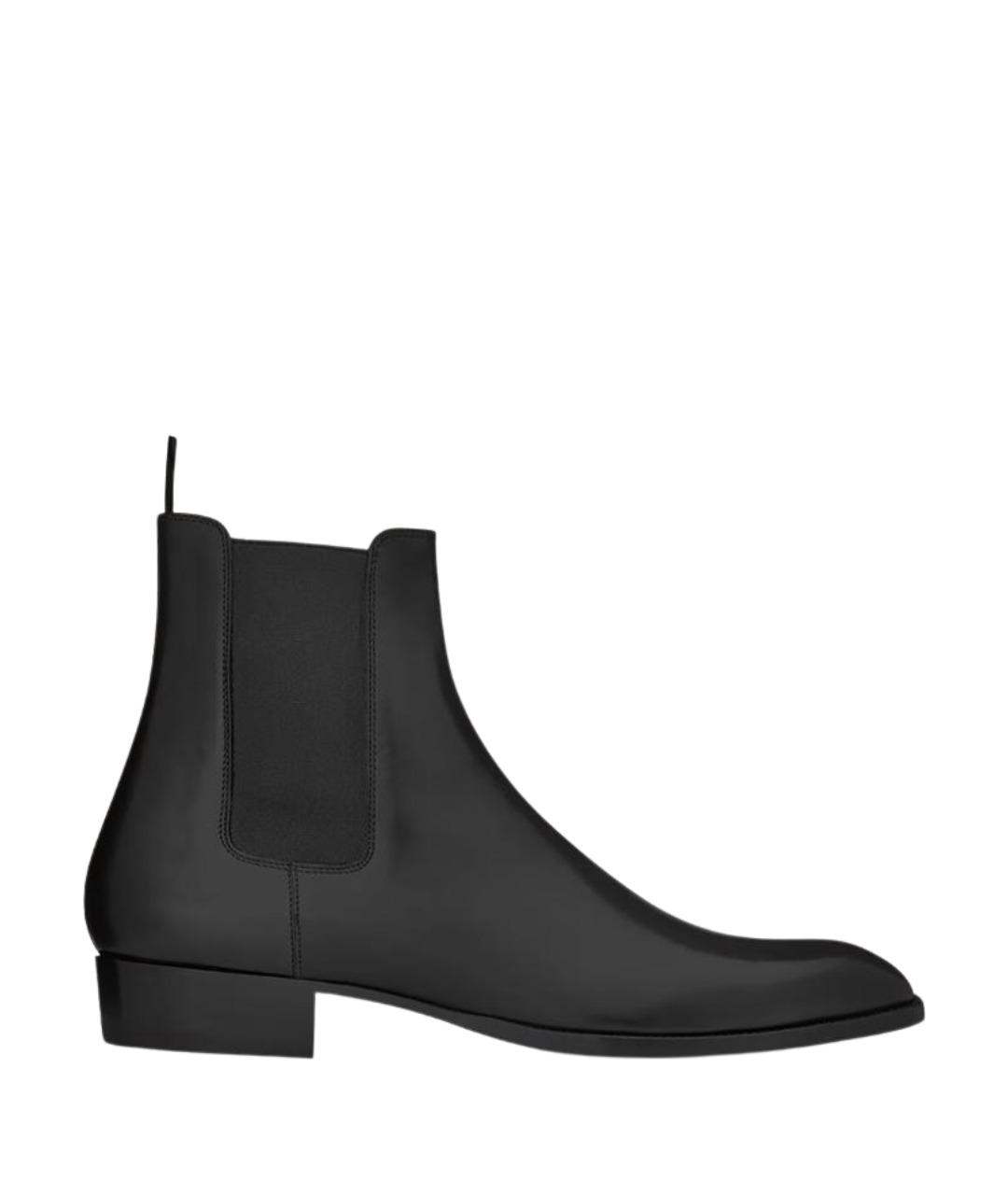 SAINT LAURENT Черные кожаные высокие ботинки, фото 1