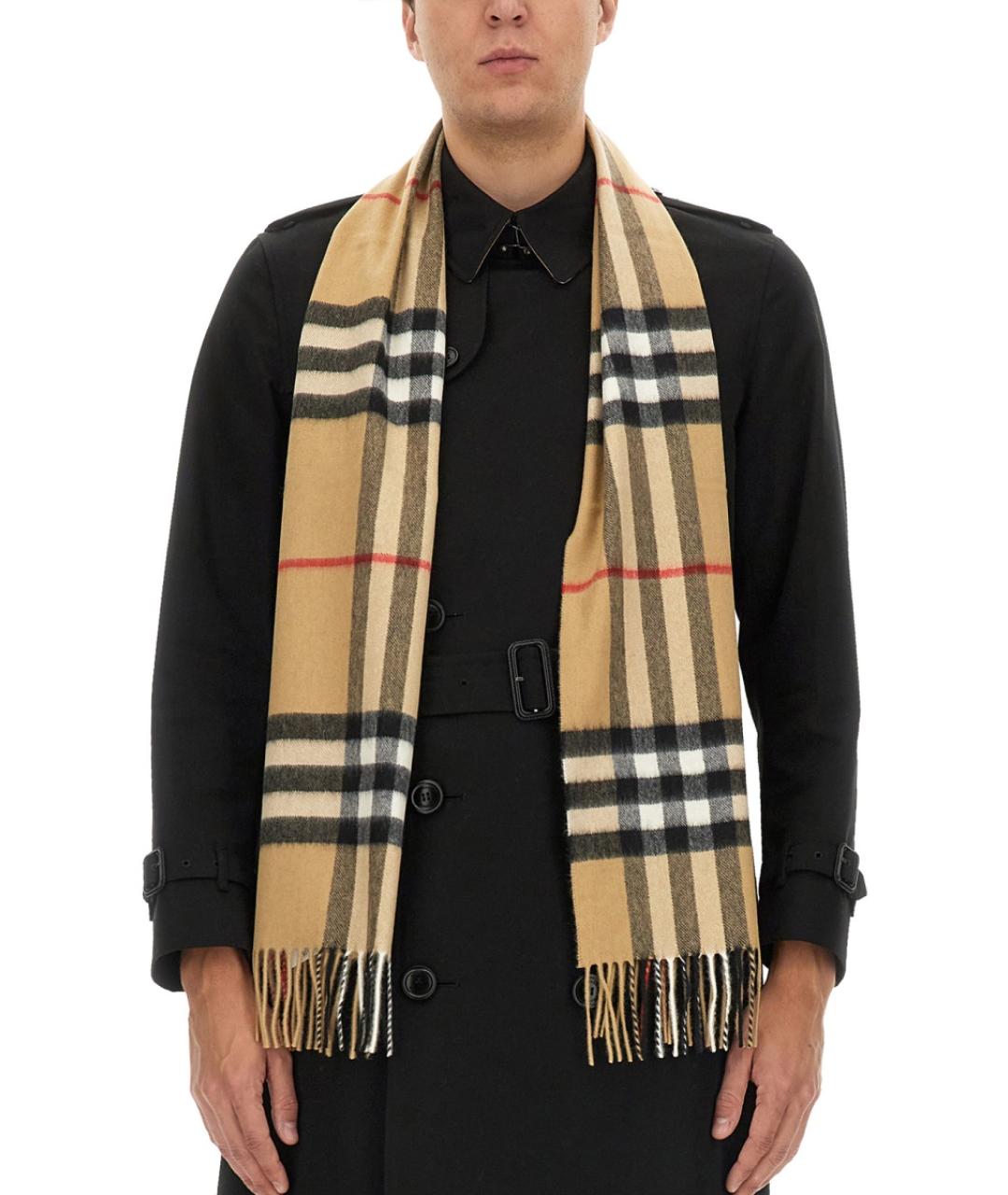 BURBERRY Бежевый шерстяной шарф, фото 3