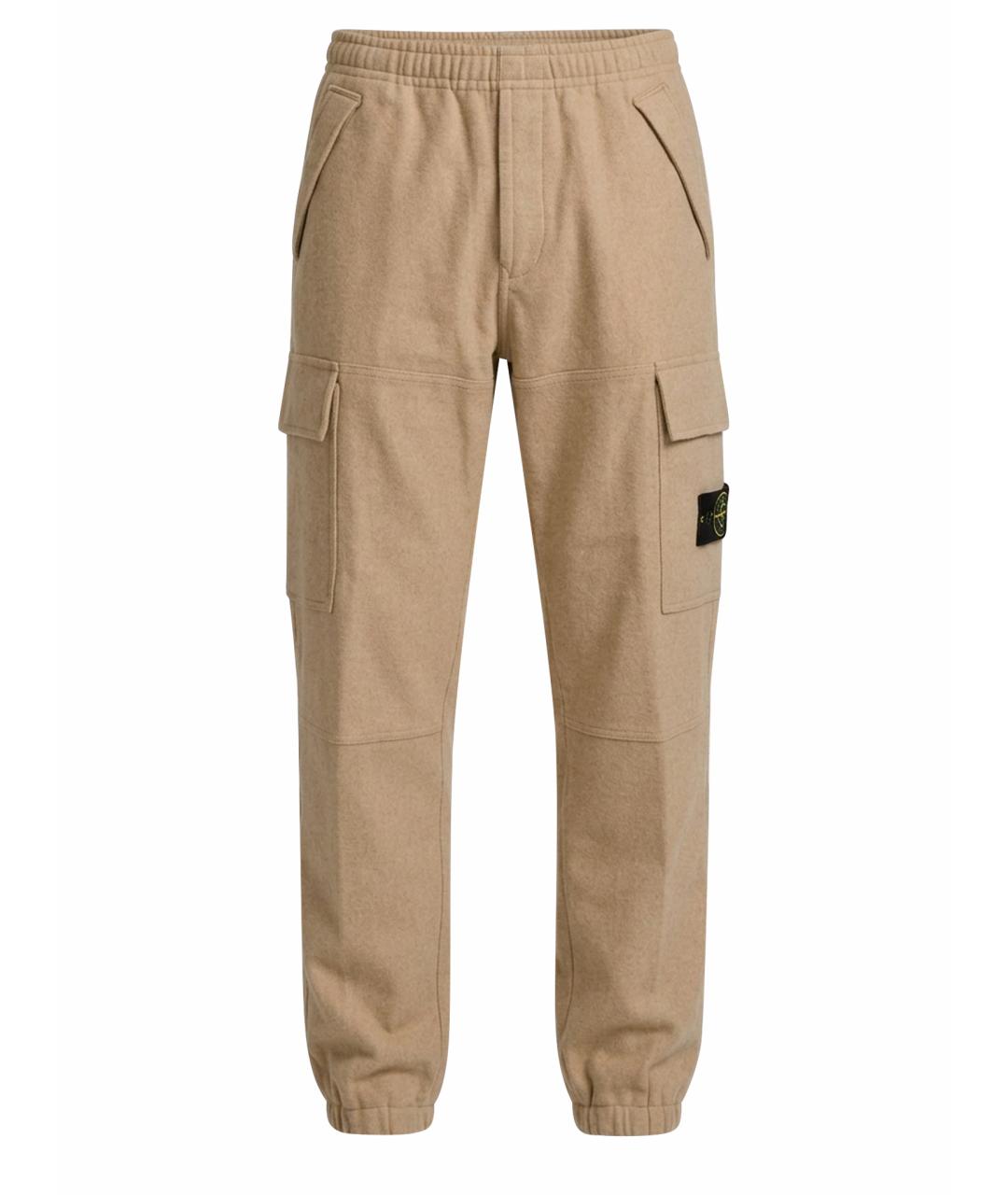 STONE ISLAND Бежевые хлопковые повседневные брюки, фото 1