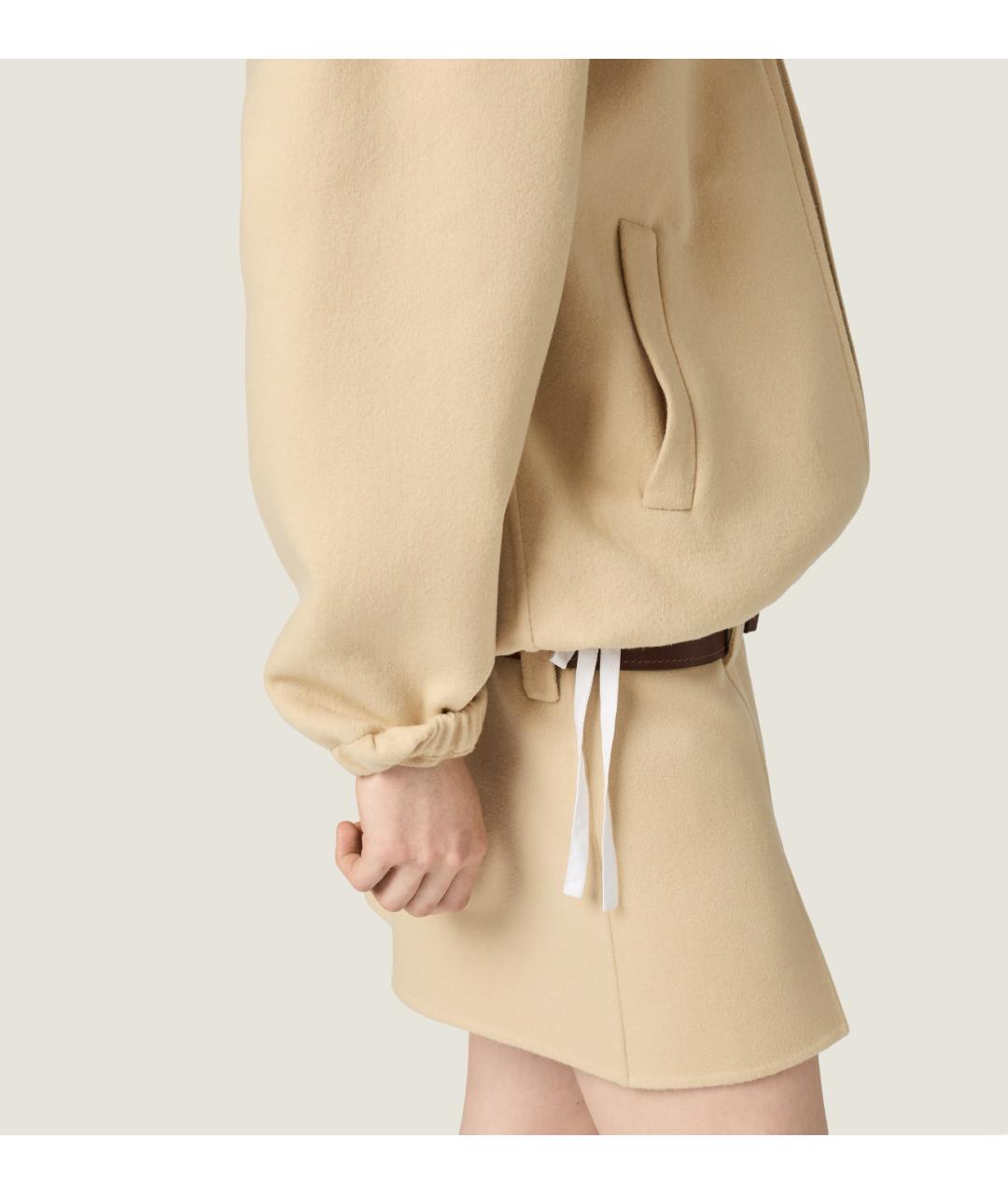 MIU MIU Бежевая шерстяная юбка мини, фото 4