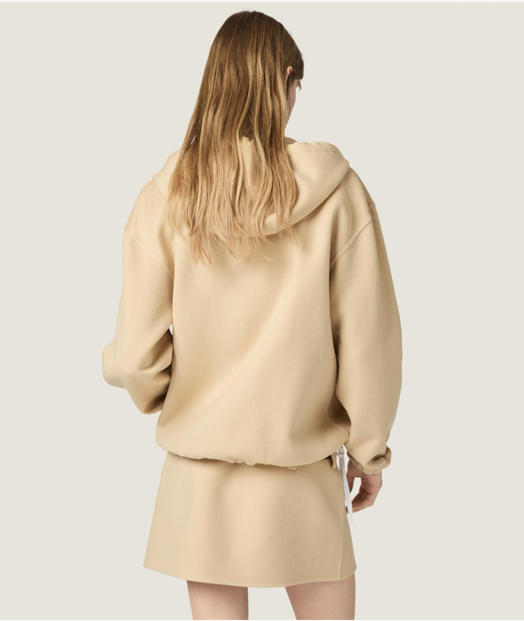 MIU MIU Бежевая шерстяная юбка мини, фото 5
