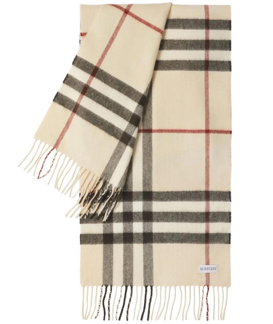 BURBERRY Бежевый шерстяной шарф, фото 3