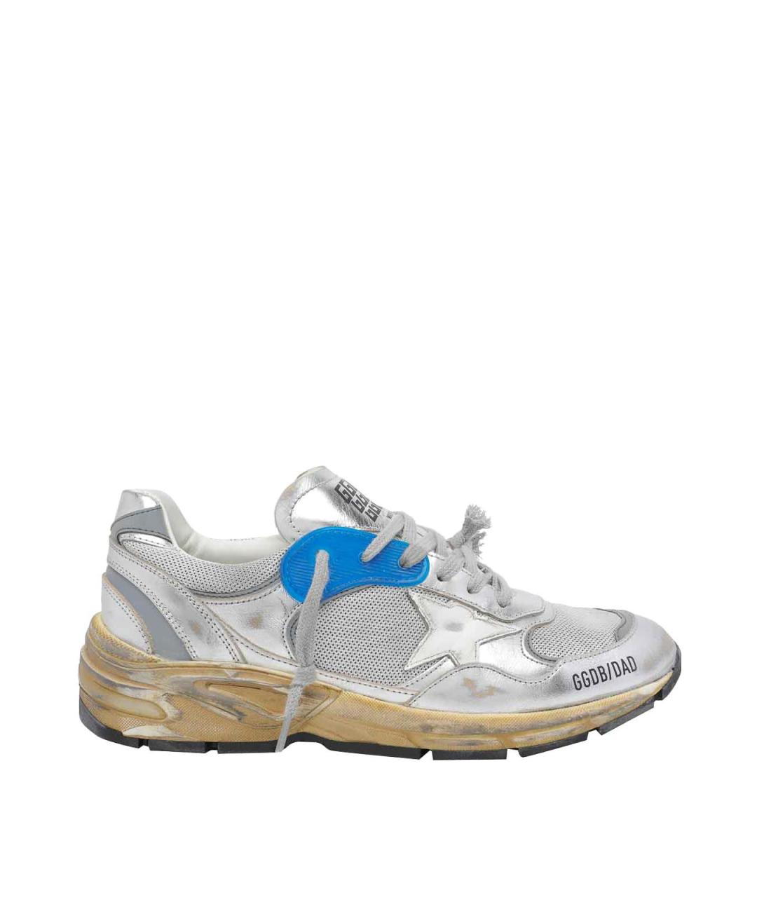 GOLDEN GOOSE Серебряные текстильные низкие кроссовки / кеды, фото 1