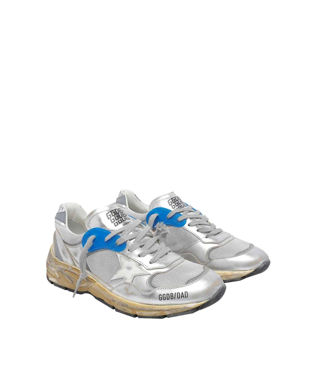 GOLDEN GOOSE Серебряные текстильные низкие кроссовки / кеды, фото 2