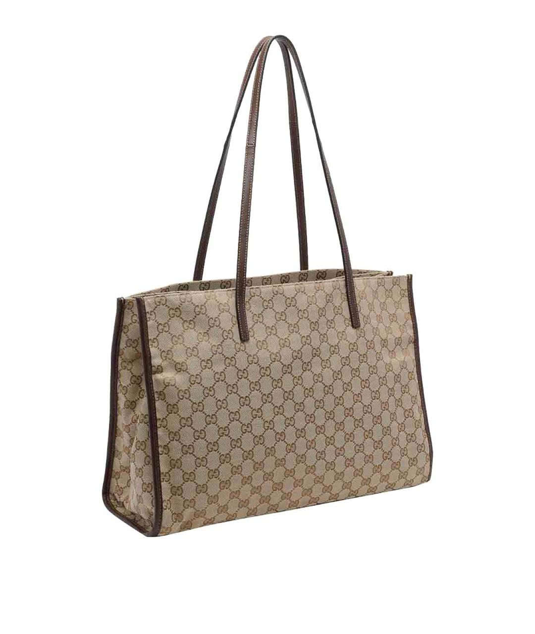 GUCCI Бежевая жаккардовая сумка тоут, фото 2