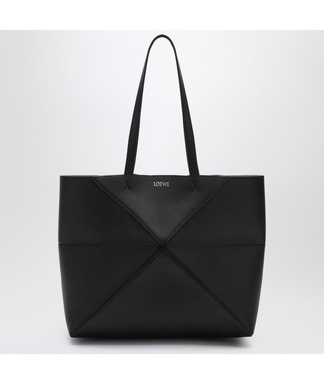 LOEWE Черная кожаная сумка тоут, фото 3