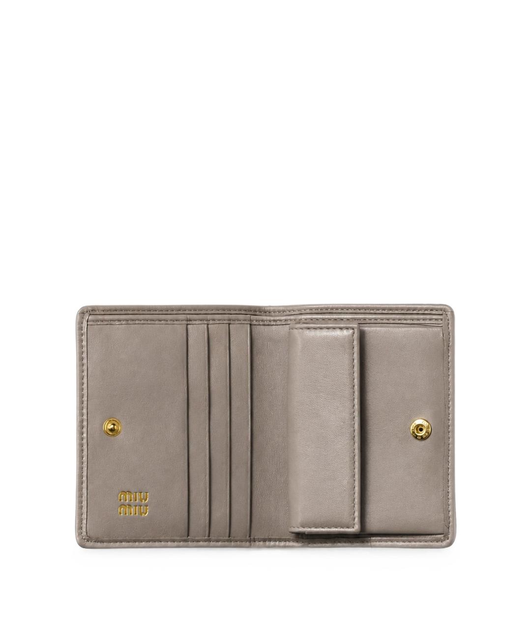 MIU MIU Бежевый кожаный кошелек, фото 2