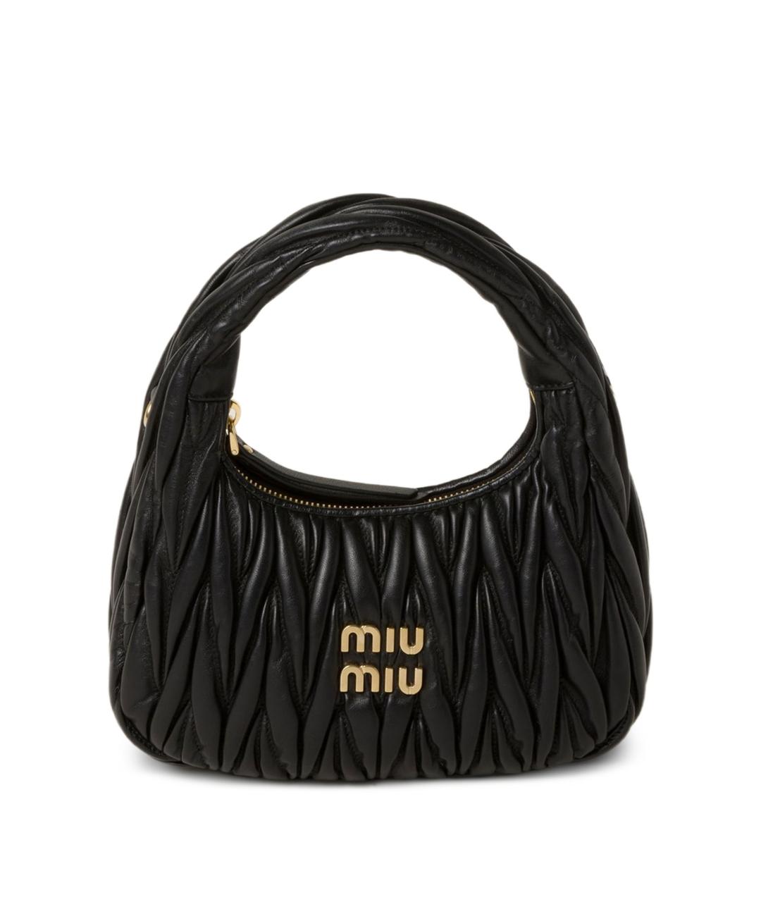 MIU MIU Черная кожаная сумка через плечо, фото 1