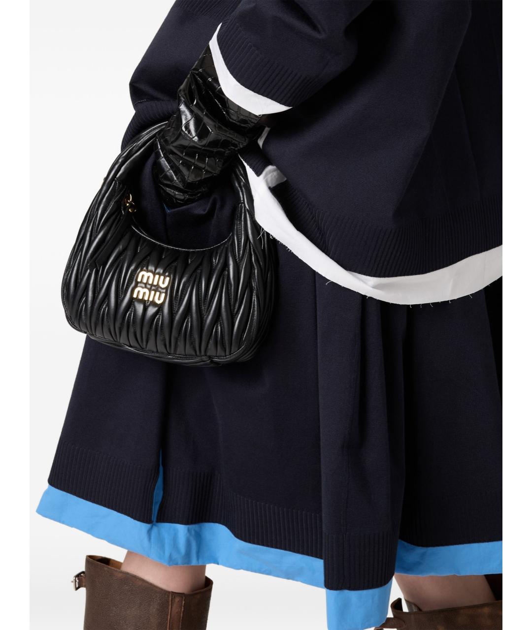 MIU MIU Черная кожаная сумка через плечо, фото 4