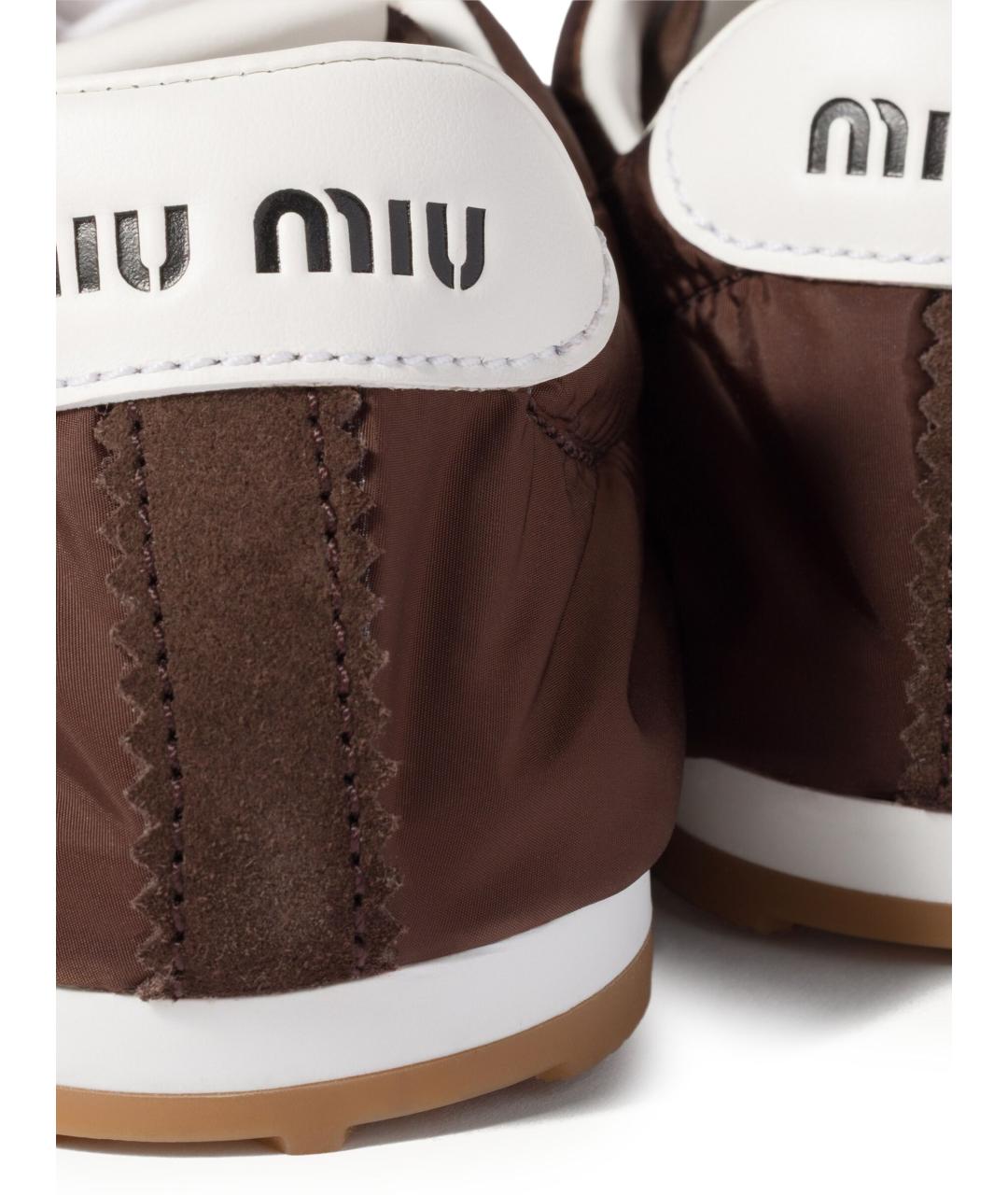 MIU MIU Коричневые текстильные кроссовки, фото 4