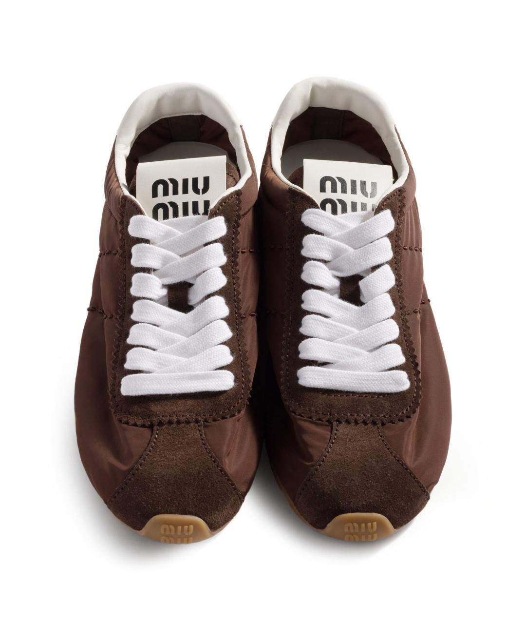 MIU MIU Коричневые текстильные кроссовки, фото 3