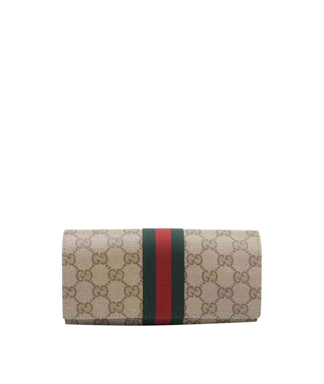 GUCCI Бежевый кожаный кошелек, фото 1