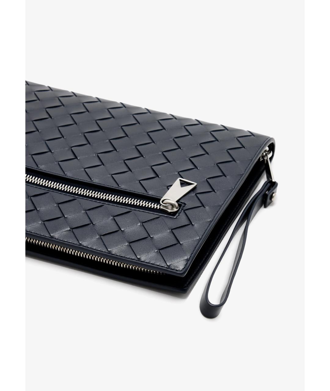 BOTTEGA VENETA Темно-синяя кожаная папка для документов, фото 3