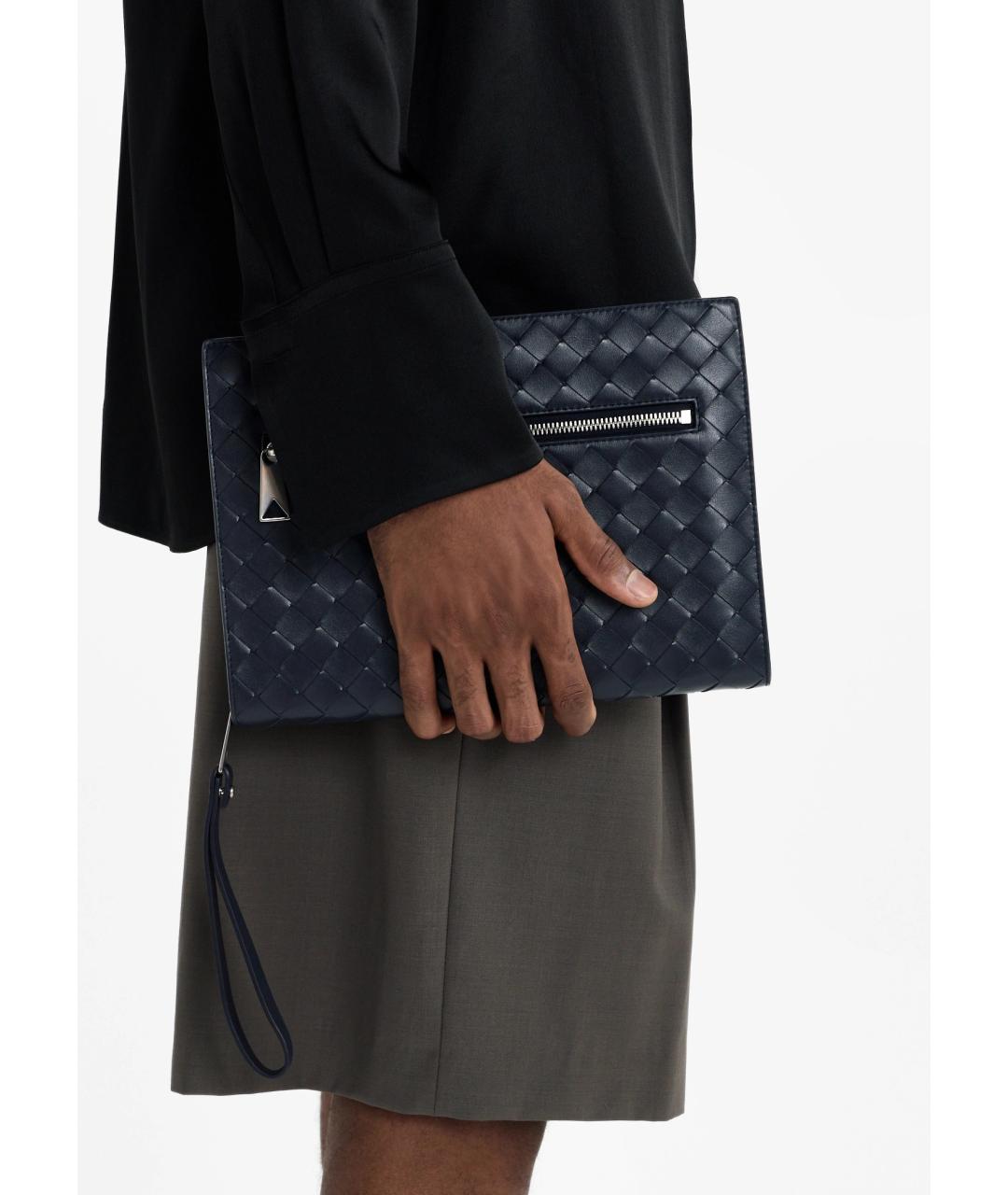 BOTTEGA VENETA Темно-синяя кожаная папка для документов, фото 2