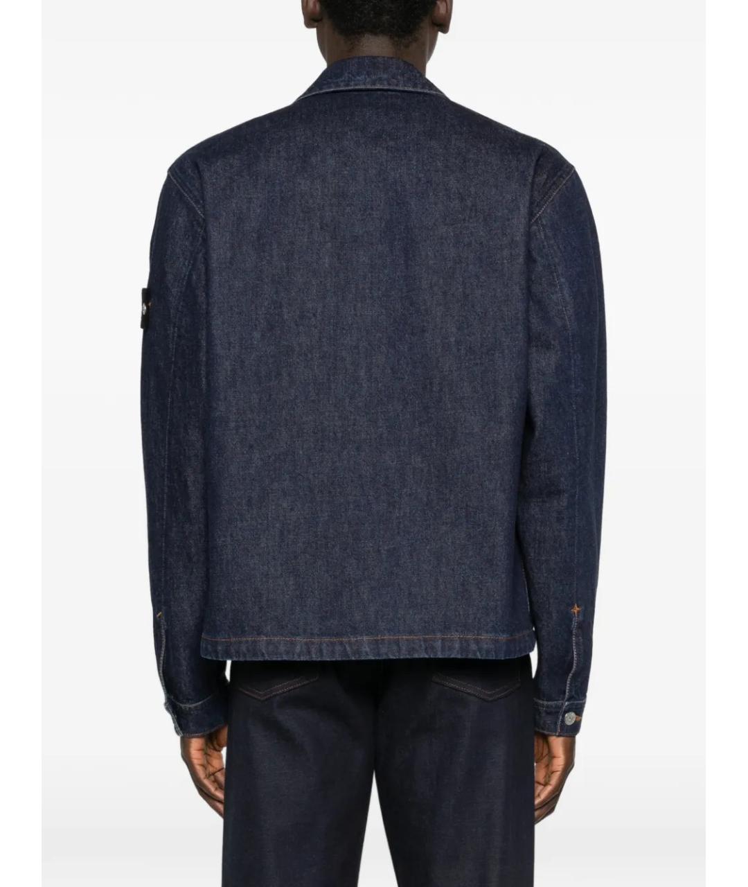 STONE ISLAND Темно-синяя хлопковая куртка, фото 4