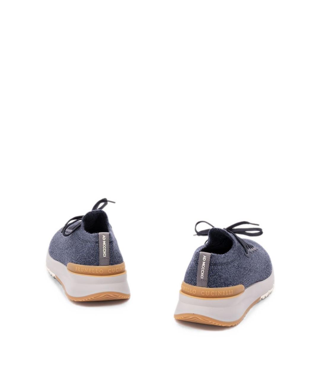 BRUNELLO CUCINELLI Синие текстильные низкие кроссовки / кеды, фото 4