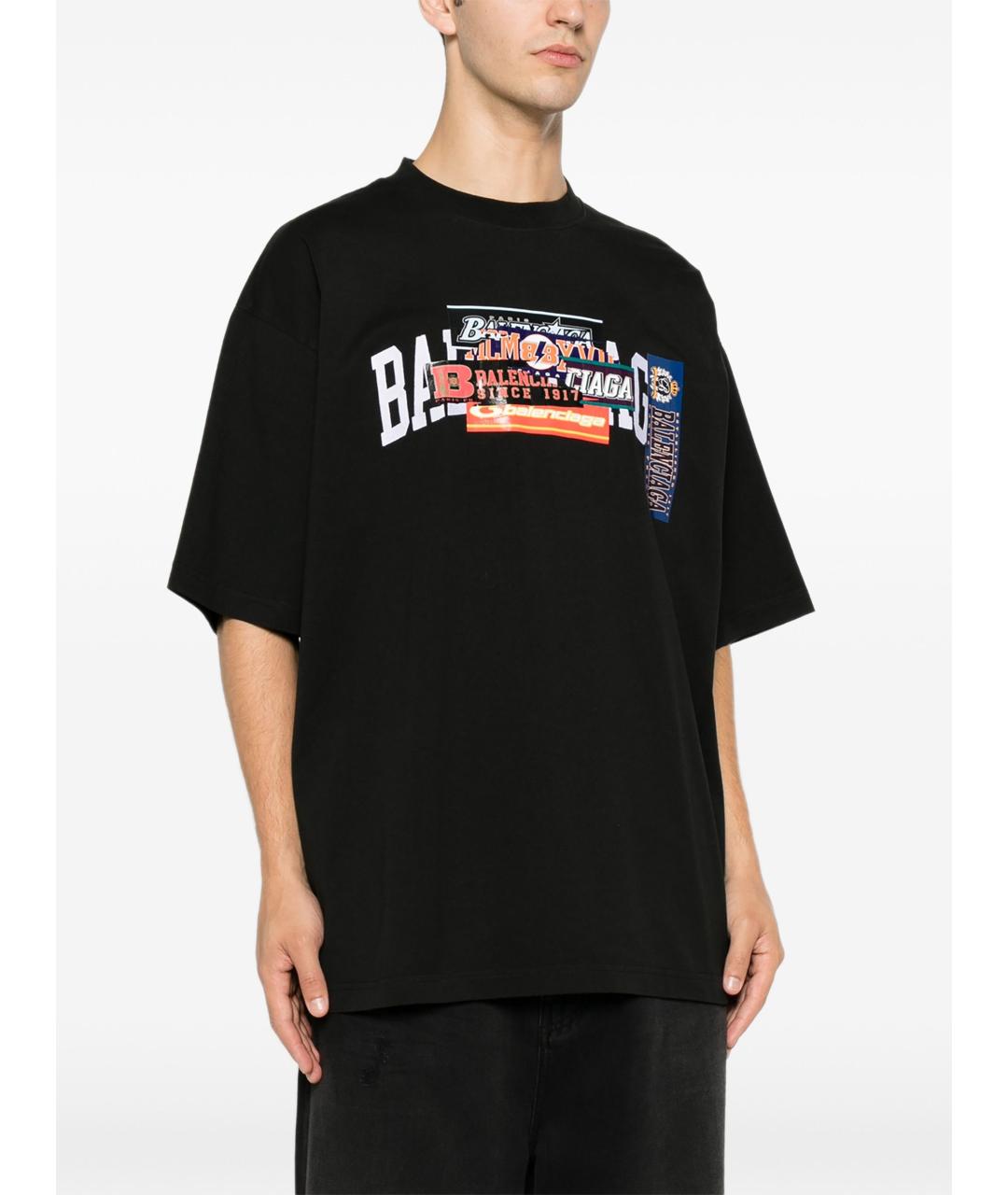 BALENCIAGA Черная хлопковая футболка, фото 5