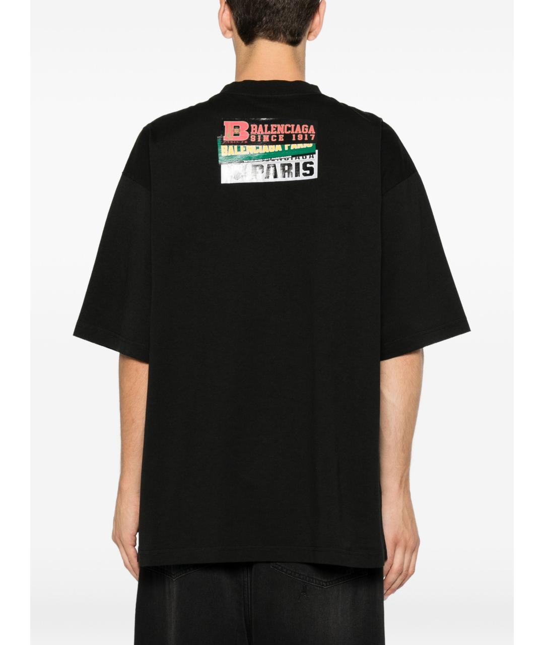 BALENCIAGA Черная хлопковая футболка, фото 2