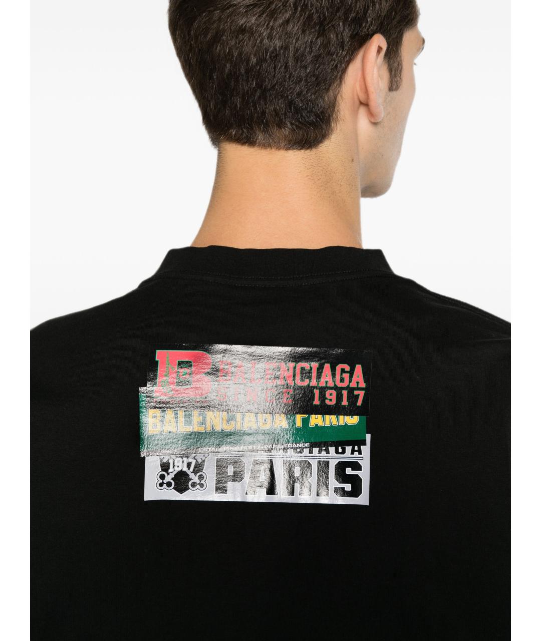 BALENCIAGA Черная хлопковая футболка, фото 3