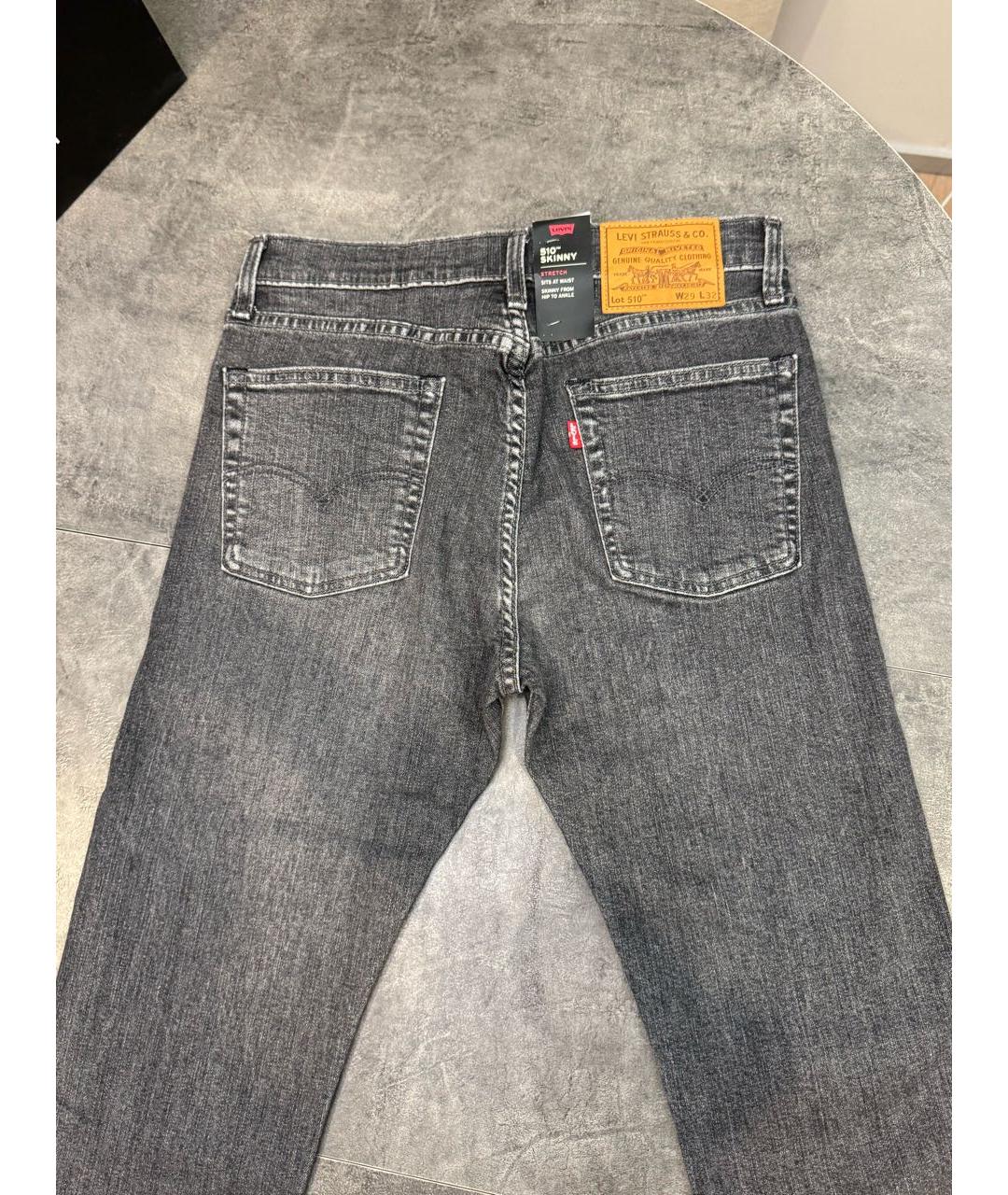 LEVI'S Черные хлопковые прямые джинсы, фото 6