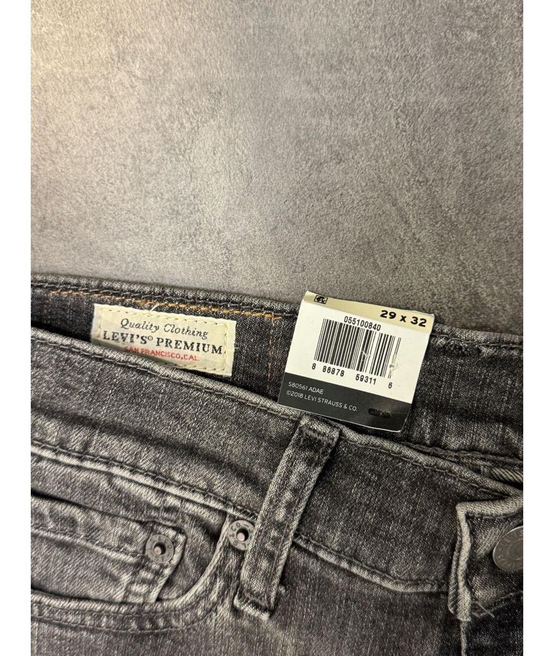 LEVI'S Черные хлопковые прямые джинсы, фото 4
