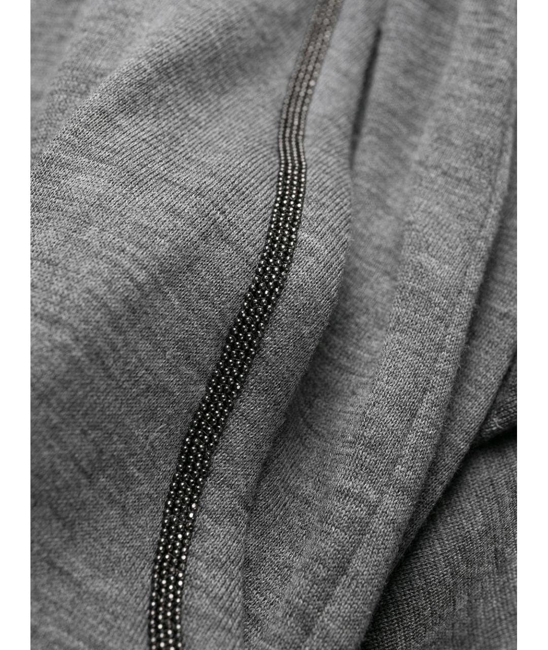 BRUNELLO CUCINELLI Антрацитовые хлопковые прямые брюки, фото 2