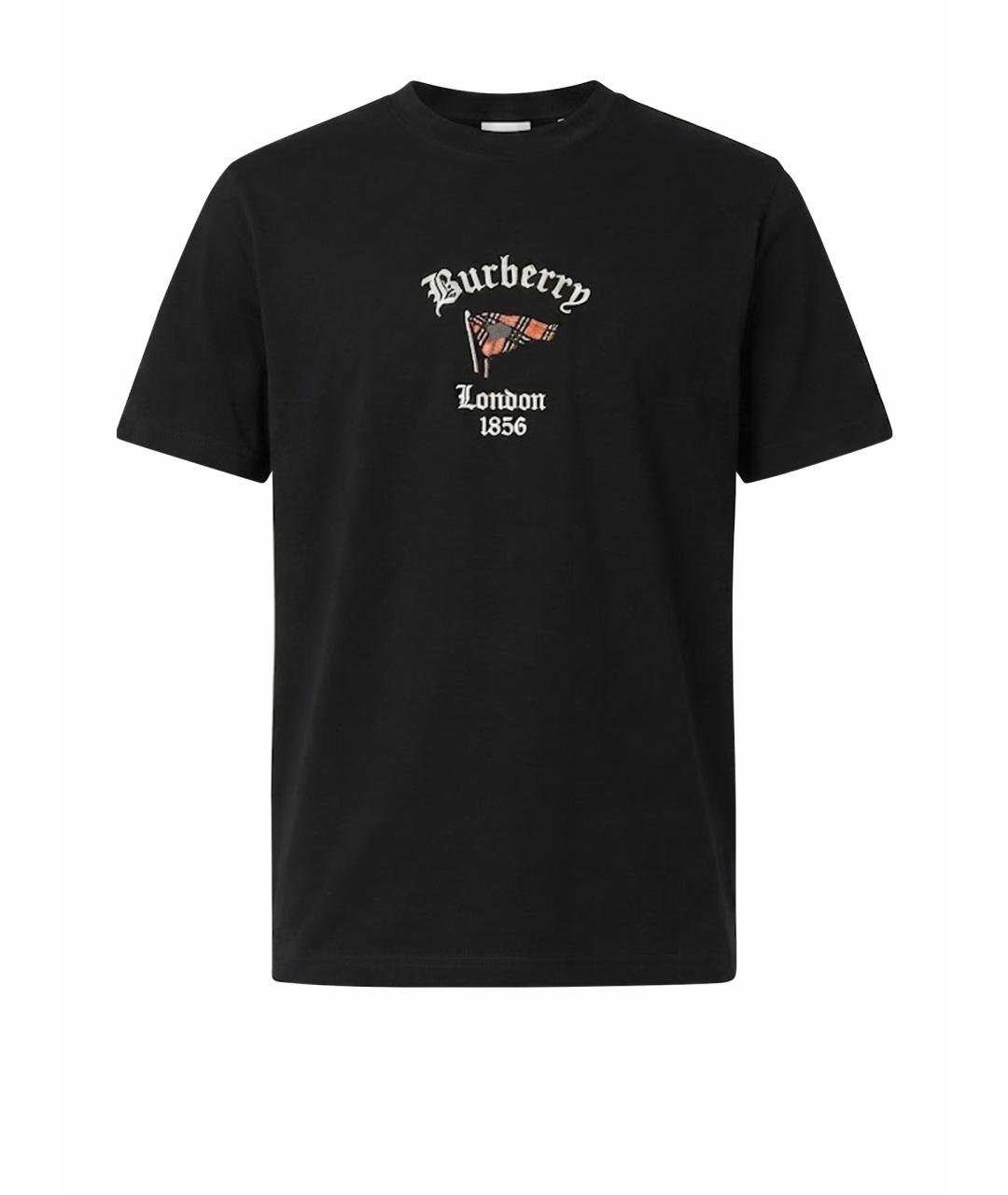 BURBERRY Черная хлопковая футболка, фото 1