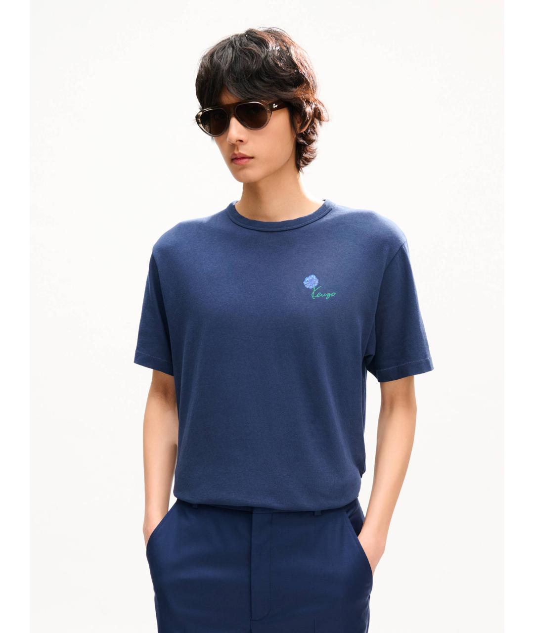 KENZO Синяя хлопковая футболка, фото 3