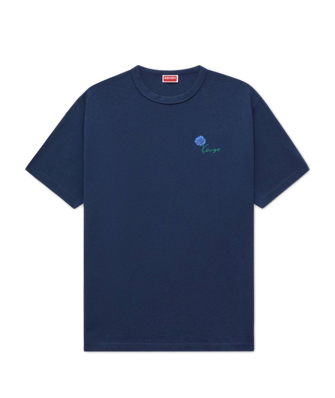 KENZO Синяя хлопковая футболка, фото 1