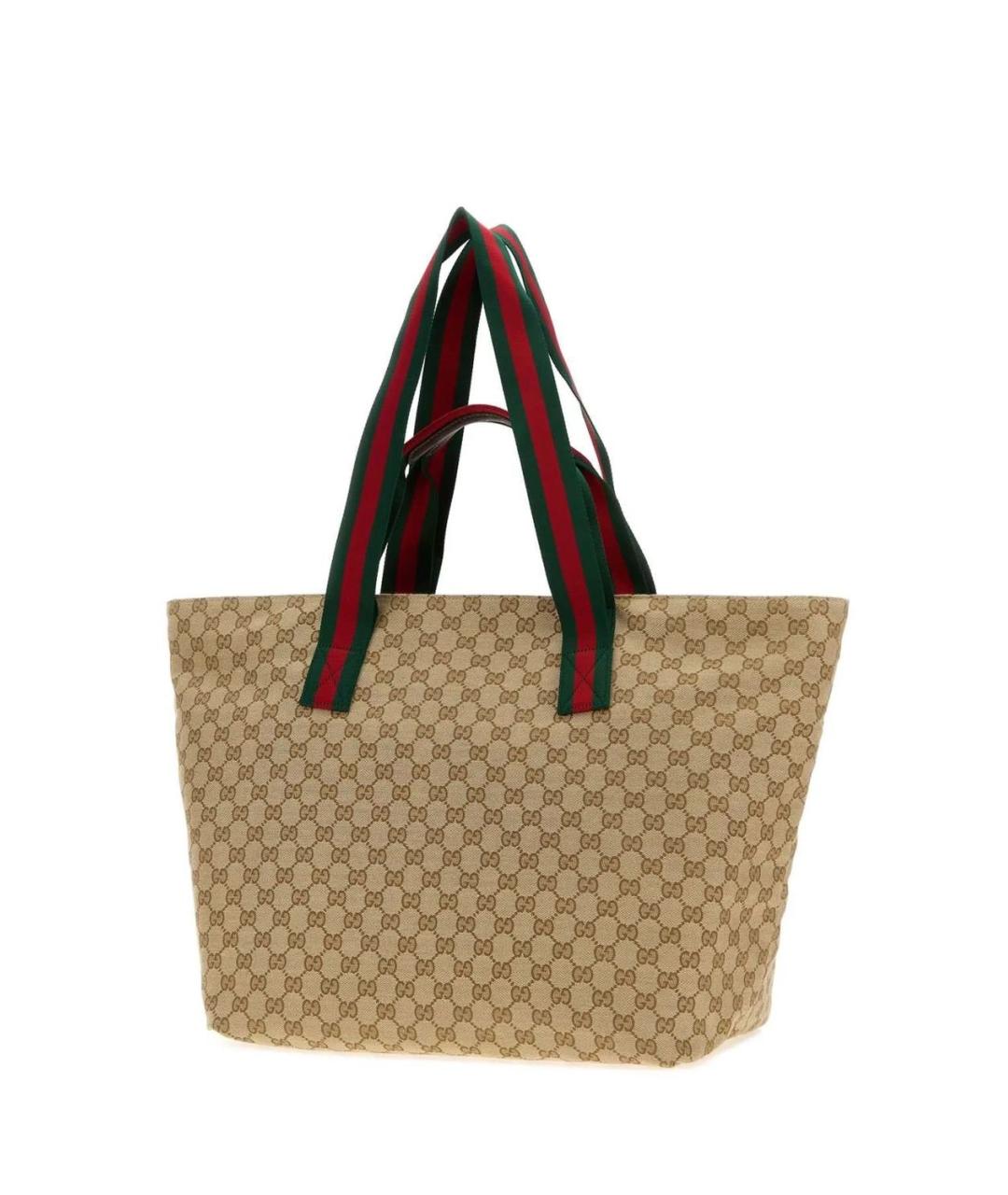 GUCCI Бежевая жаккардовая сумка тоут, фото 5