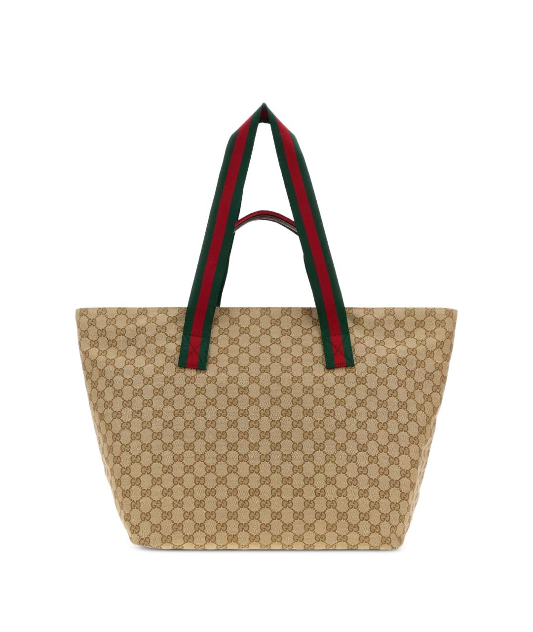 GUCCI Бежевая жаккардовая сумка тоут, фото 1