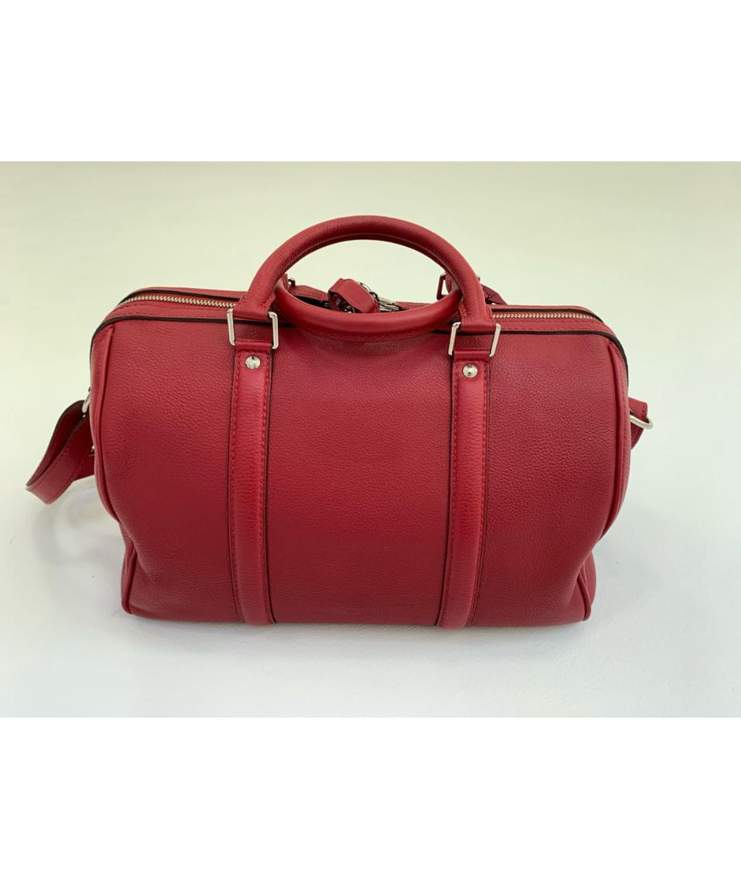 LOUIS VUITTON Красная кожаная сумка с короткими ручками, фото 5