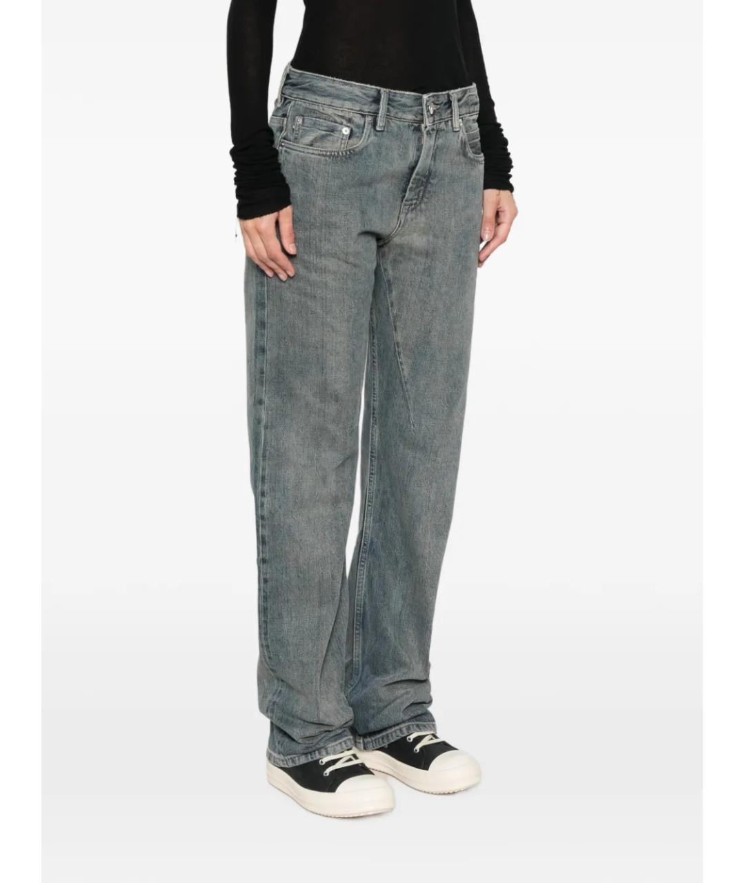 RICK OWENS DRKSHDW Синие хлопковые прямые джинсы, фото 3