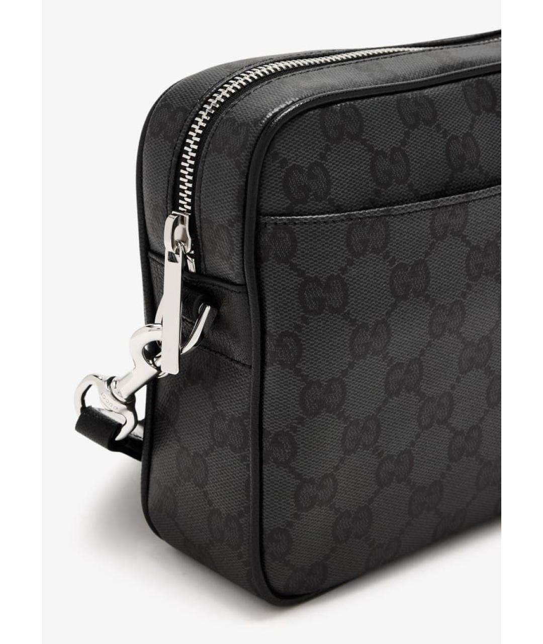 GUCCI Черная сумка на плечо из канвы, фото 3