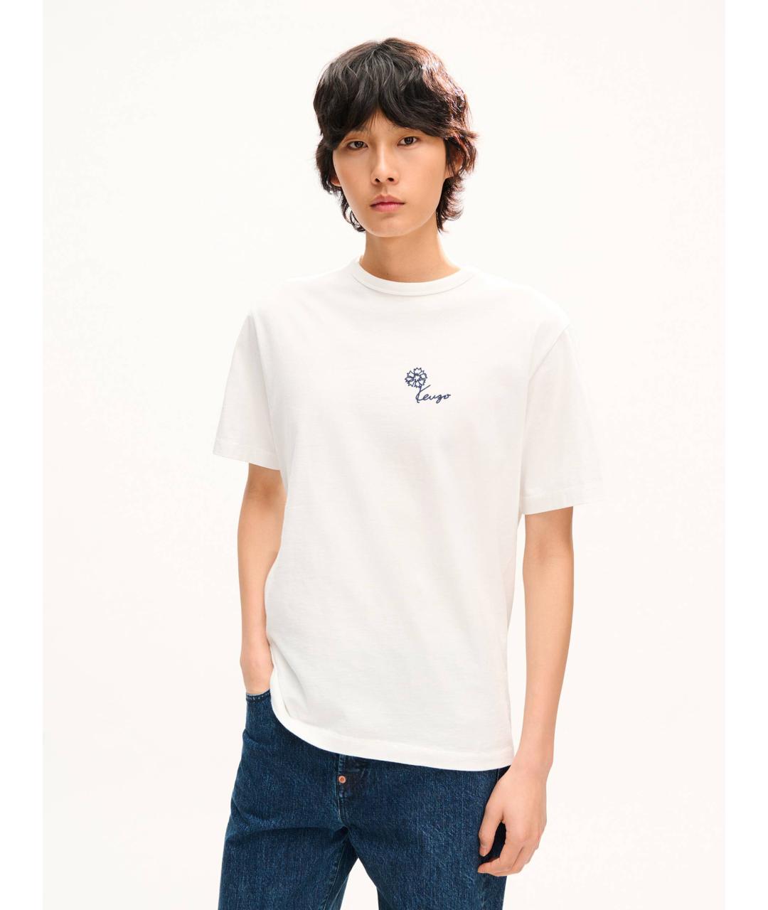 KENZO Белая хлопковая футболка, фото 3