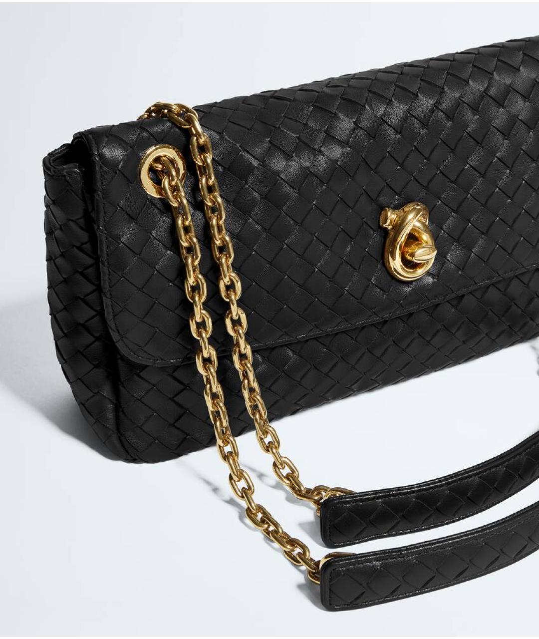 BOTTEGA VENETA Черная кожаная сумка через плечо, фото 4